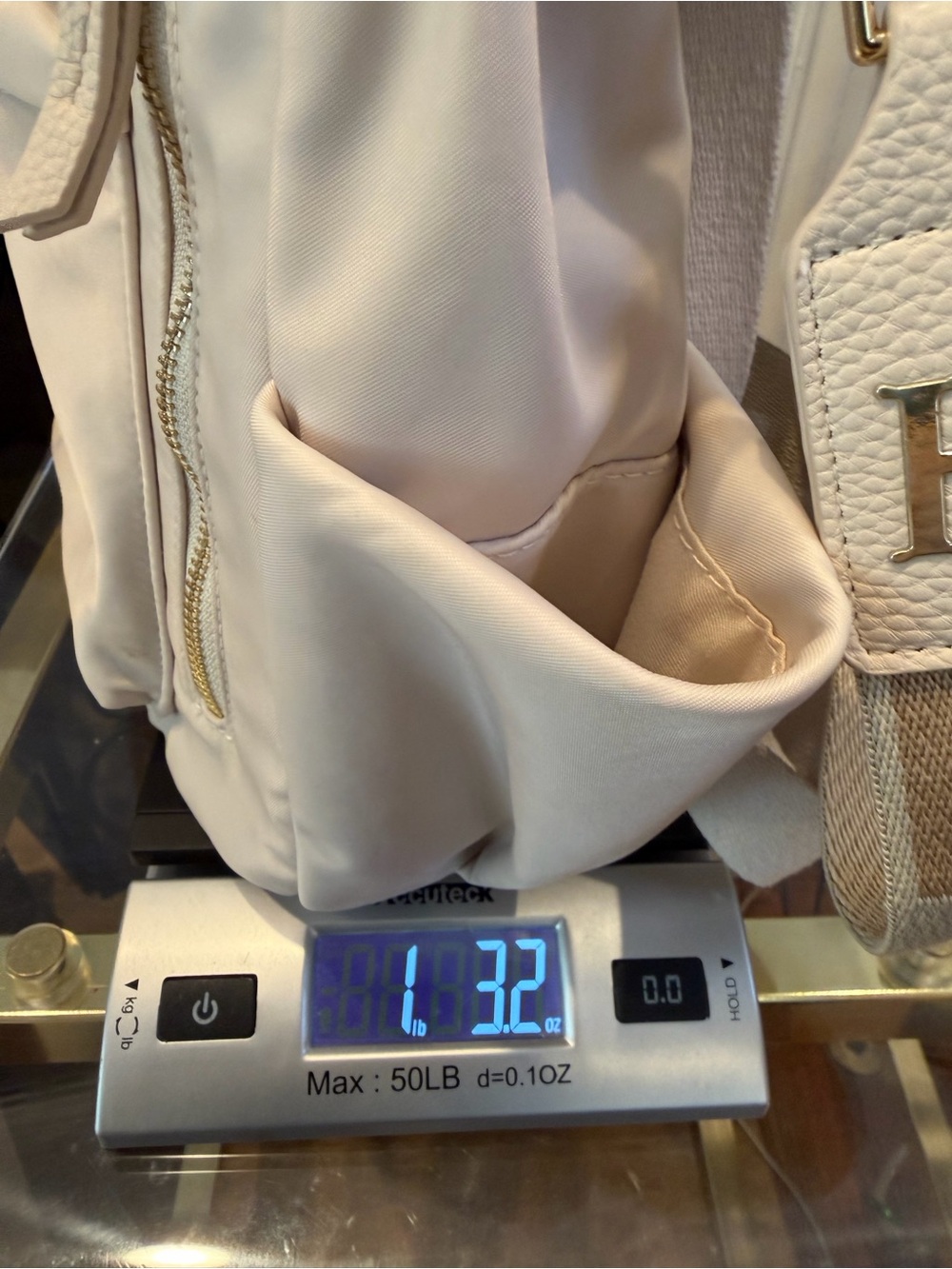 Haute Hippie Cream Nylon Convertible Backpack Tote with Patterned Strap - Picture 12 of 12
